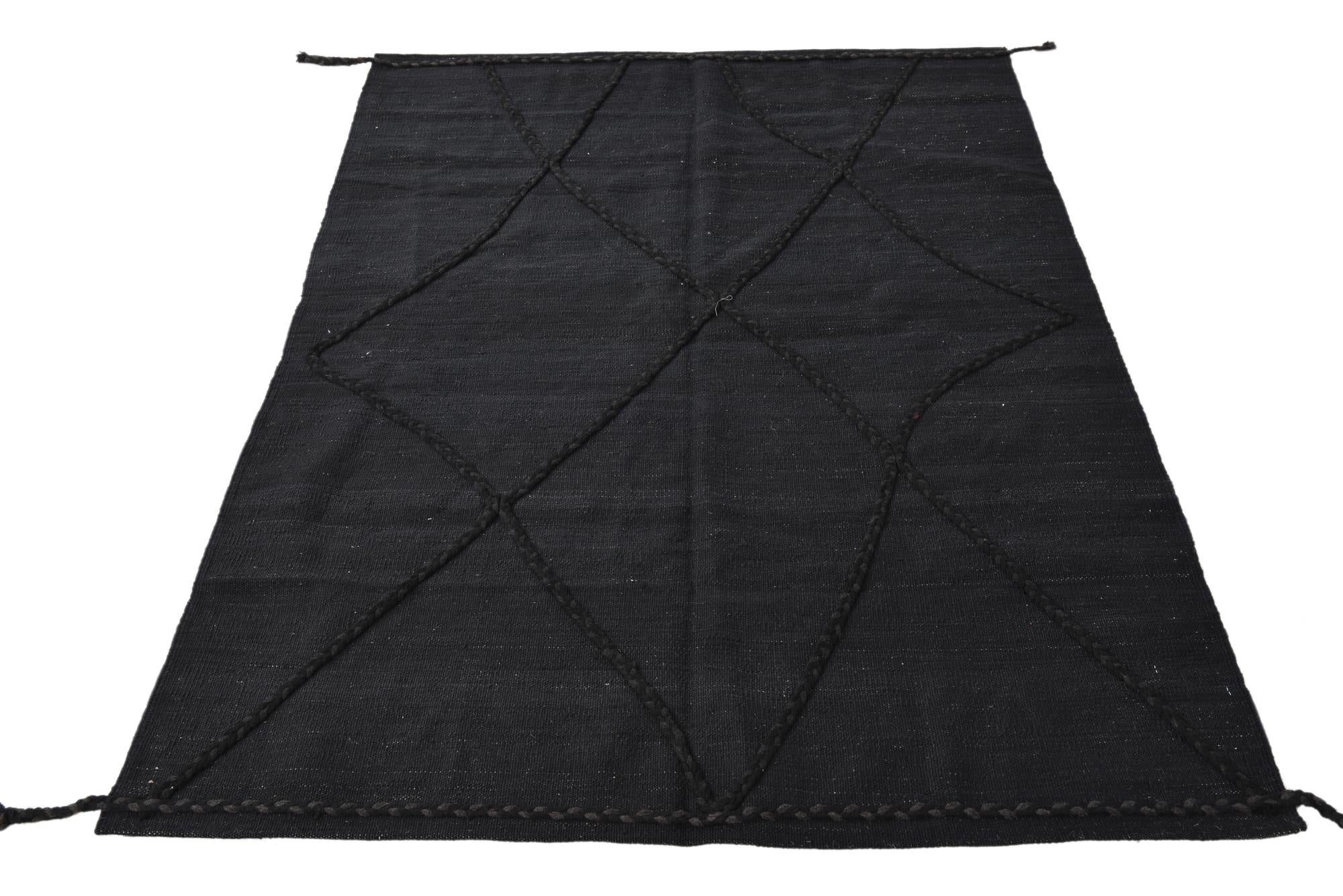 4' 4 x 5' 10 Hand Woven Kilim Modern Wool Rug