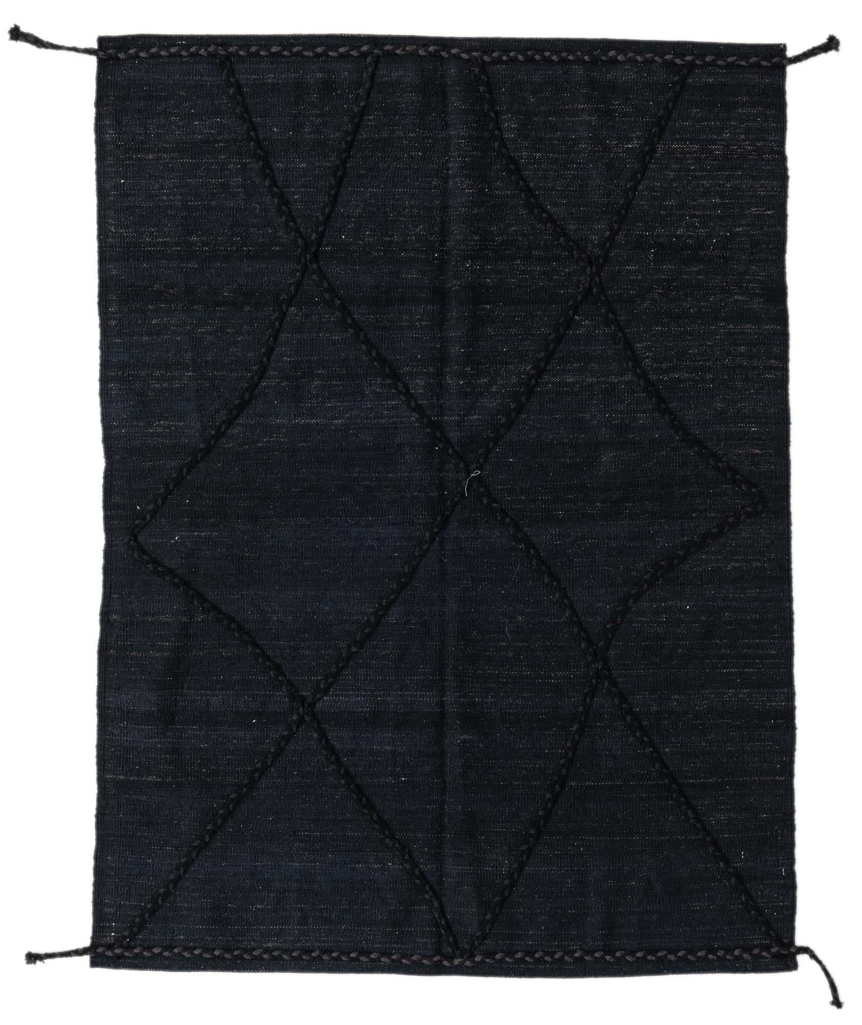 4' 4 x 5' 10 Hand Woven Kilim Modern Wool Rug