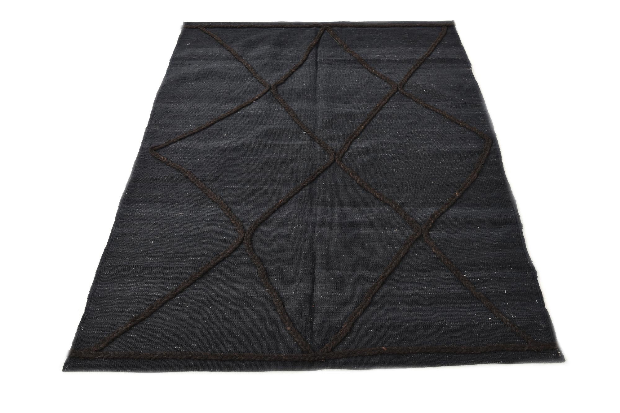 4' 2 x 5' 11 Hand Woven Kilim Modern Wool Rug