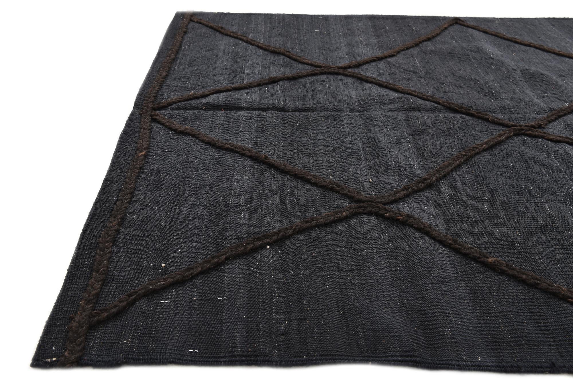 4' 2 x 5' 11 Hand Woven Kilim Modern Wool Rug