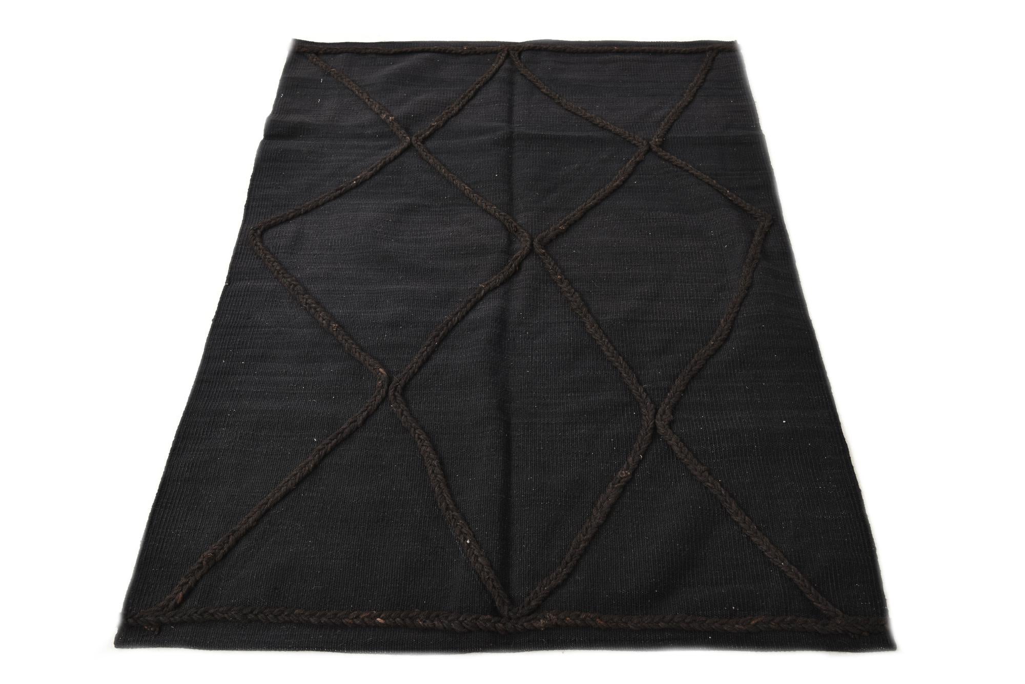 3' 4 x 4' 11 Hand Woven Kilim Modern Wool Rug
