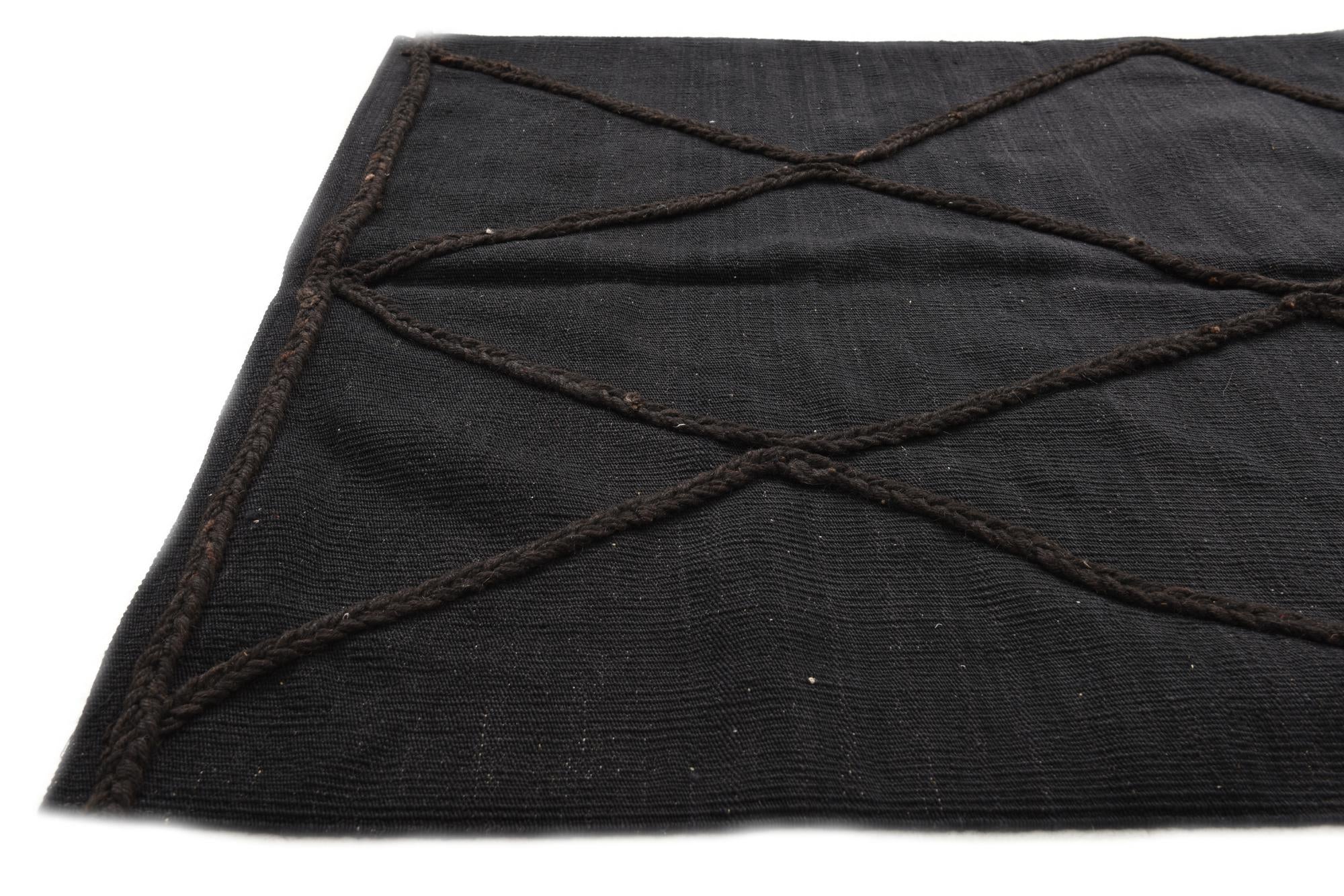 3' 4 x 4' 11 Hand Woven Kilim Modern Wool Rug