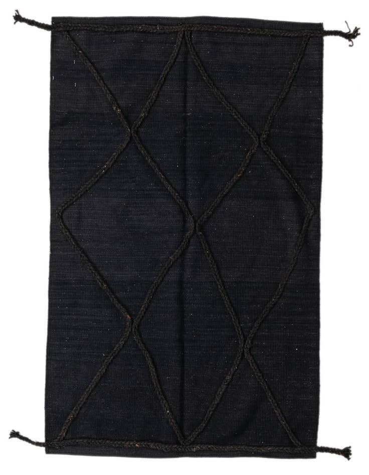 Detail image of 3' 4 x 4' 11 Hand Woven Kilim Modern Wool Rug