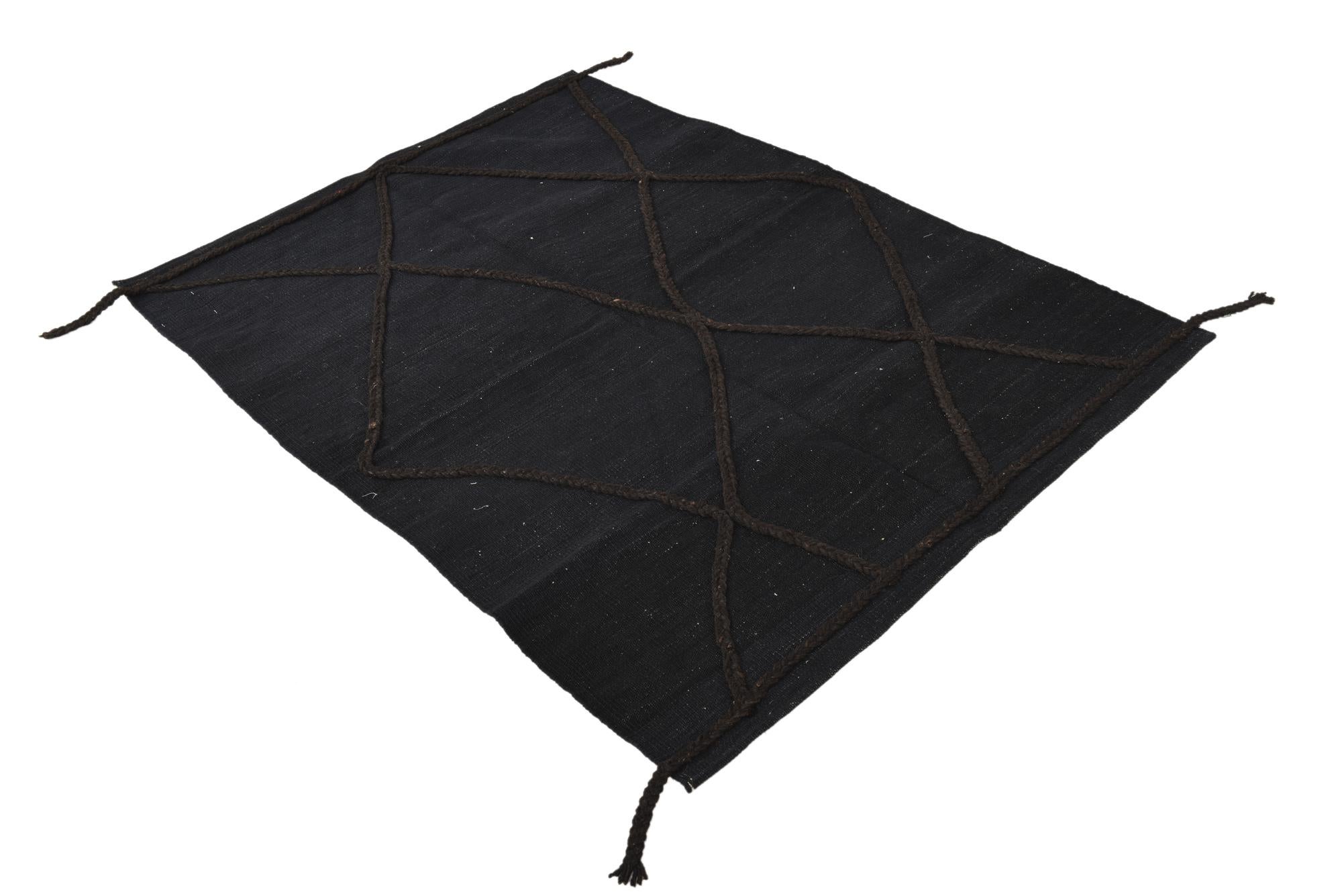 3' 7 x 4' 11 Hand Woven Kilim Modern Wool Rug