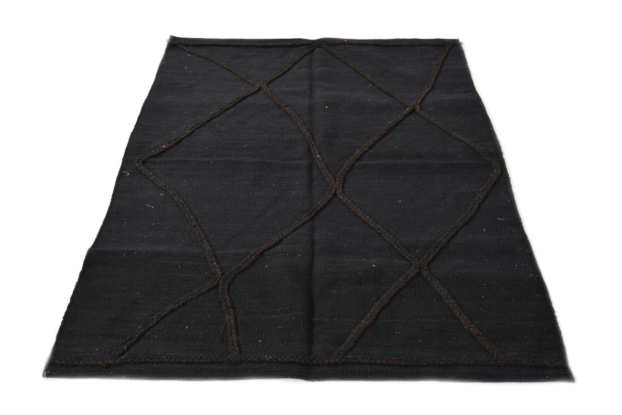 3' 7 x 4' 11 Hand Woven Kilim Modern Wool Rug
