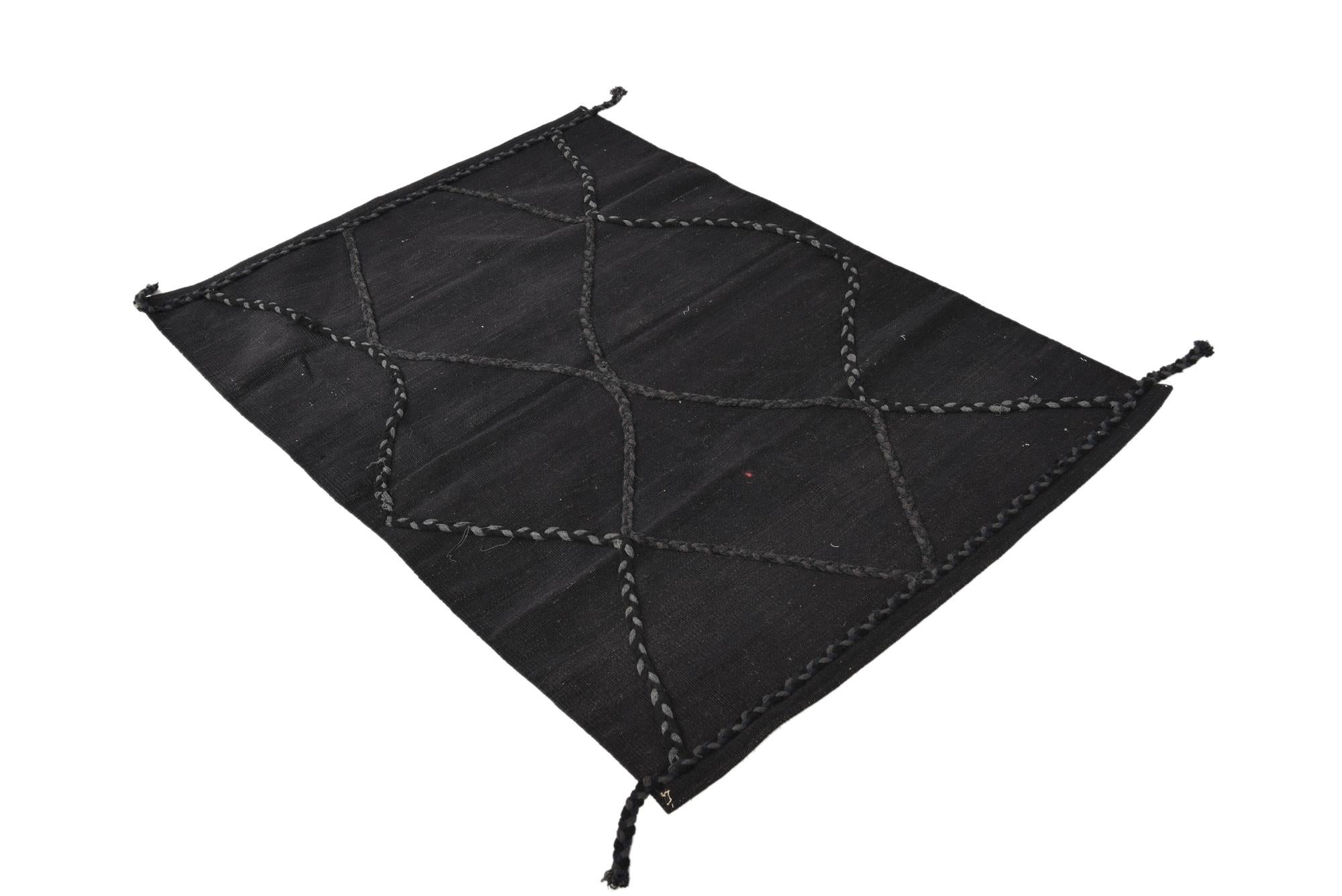 3' 4 x 4' 9 Hand Woven Kilim Modern Wool Rug