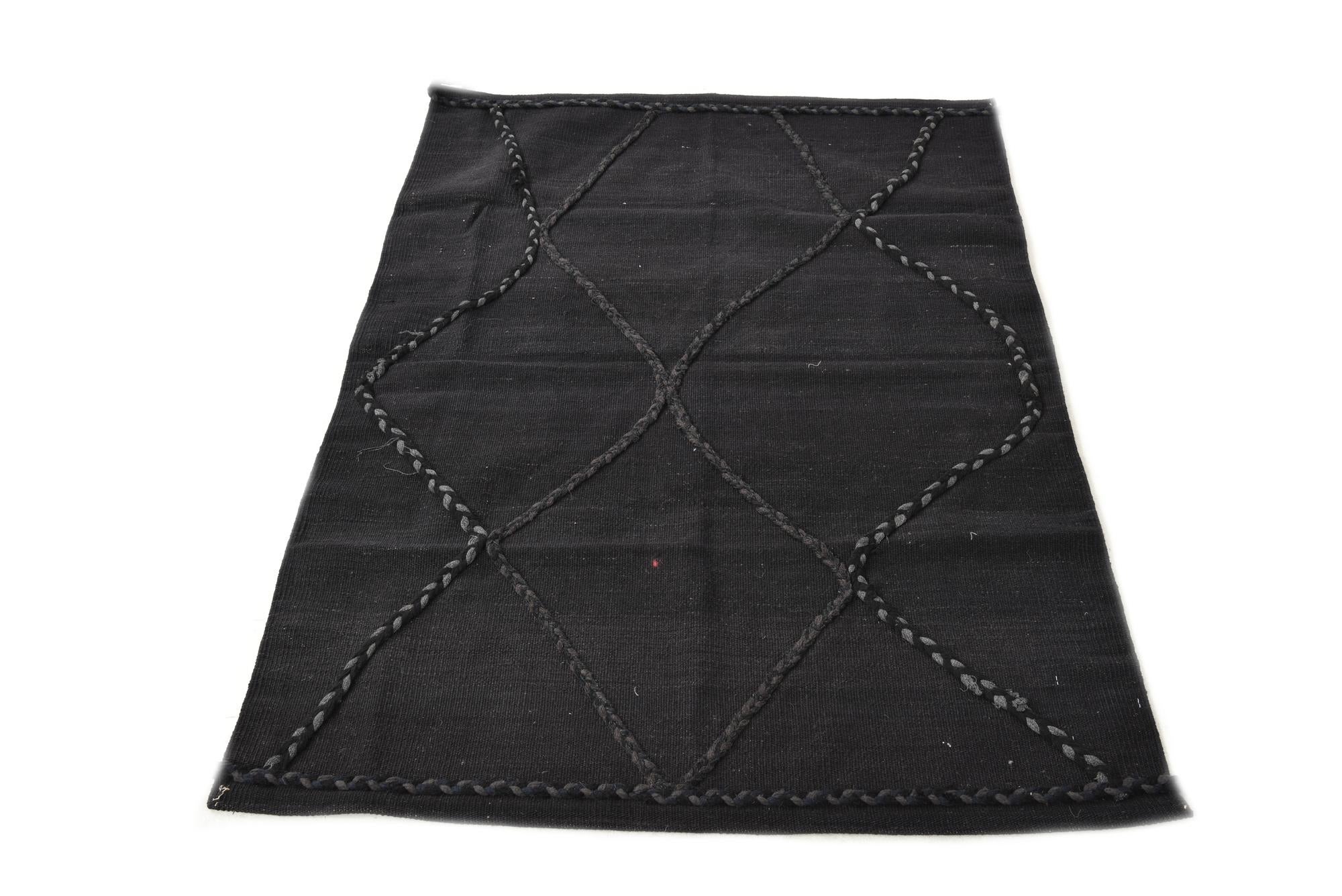 3' 4 x 4' 9 Hand Woven Kilim Modern Wool Rug
