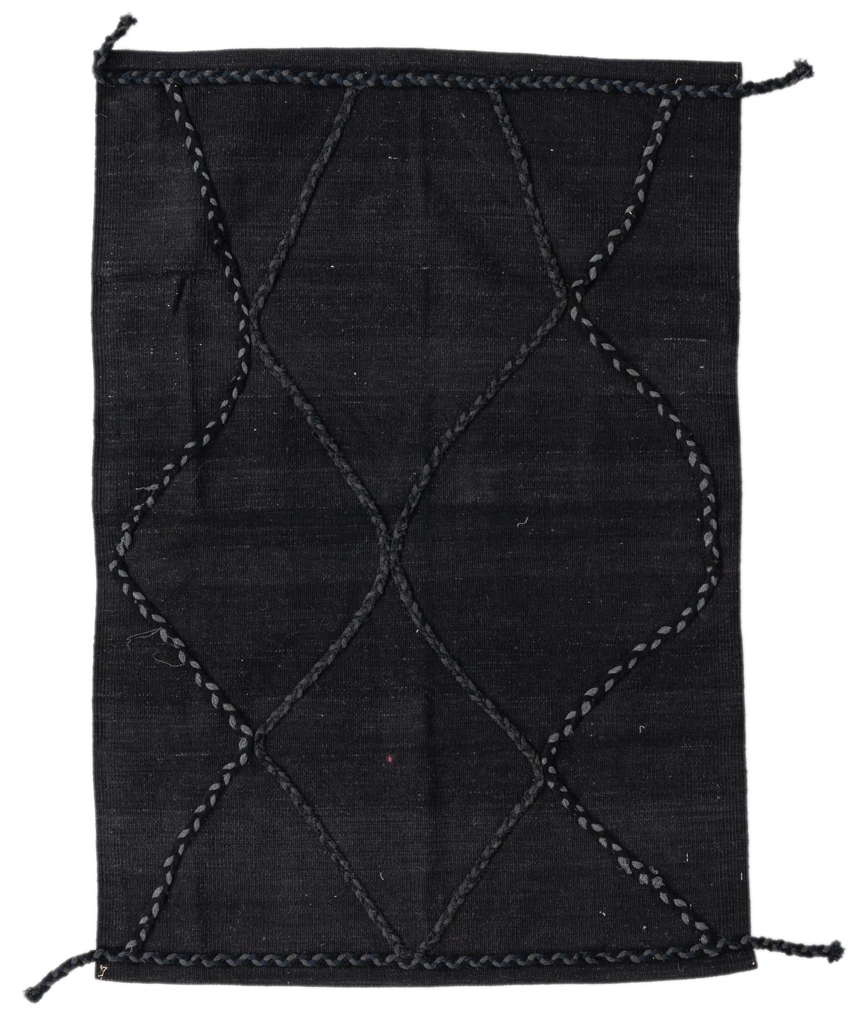 3' 4 x 4' 9 Hand Woven Kilim Modern Wool Rug