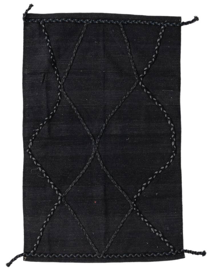 Detail image of 3' 4 x 4' 9 Hand Woven Kilim Modern Wool Rug