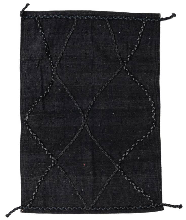Detail image of 3' 4 x 4' 9 Hand Woven Kilim Modern Wool Rug