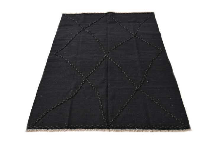 4' 4 x 6' Hand Woven Kilim Modern Wool Rug