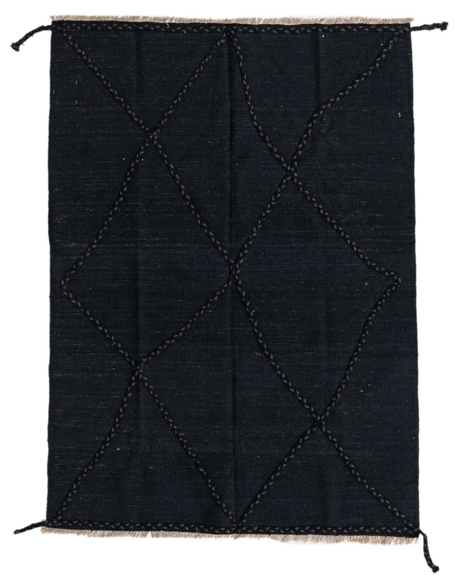 4' 4 x 6' Hand Woven Kilim Modern Wool Rug