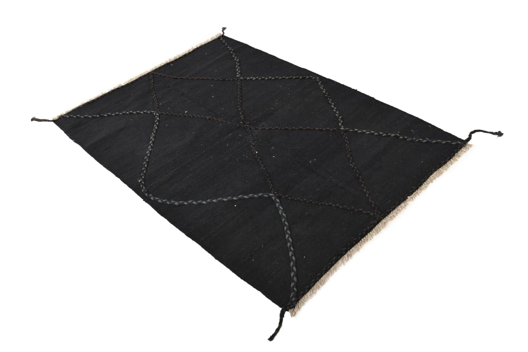 3' 7 x 5' 2 Hand Woven Kilim Modern Wool Rug