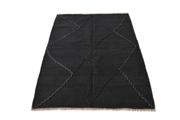 Detail image of 3' 7 x 5' 2 Hand Woven Kilim Modern Wool Rug