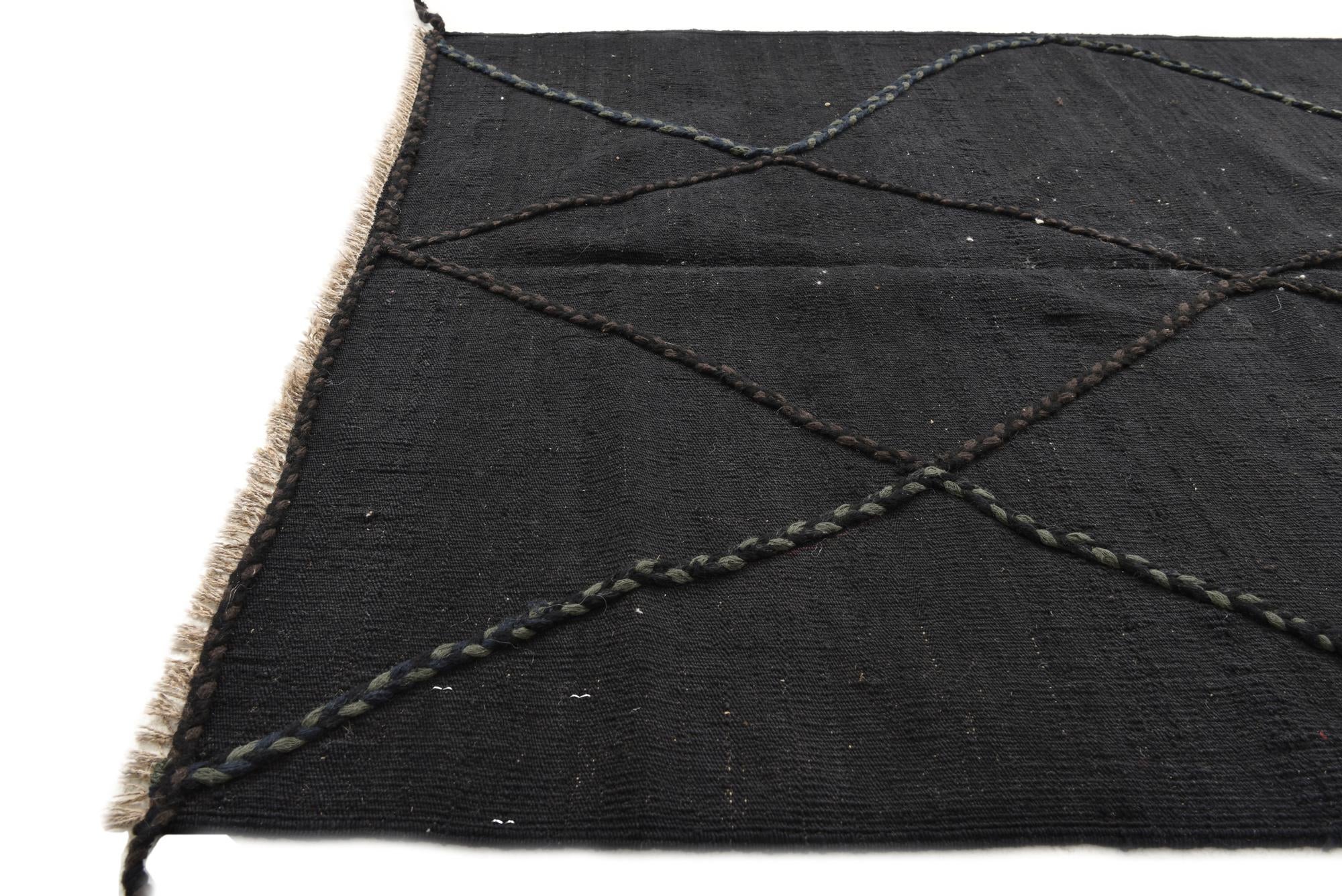 3' 7 x 5' 2 Hand Woven Kilim Modern Wool Rug