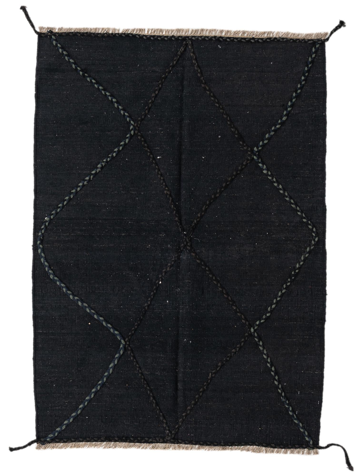 3' 7 x 5' 2 Hand Woven Kilim Modern Wool Rug