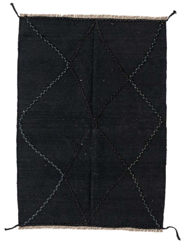 3' 7 x 5' 2 Hand Woven Kilim Modern Wool Rug