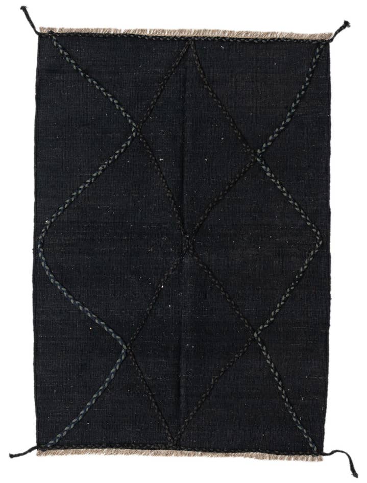 Detail image of 3' 7 x 5' 2 Hand Woven Kilim Modern Wool Rug