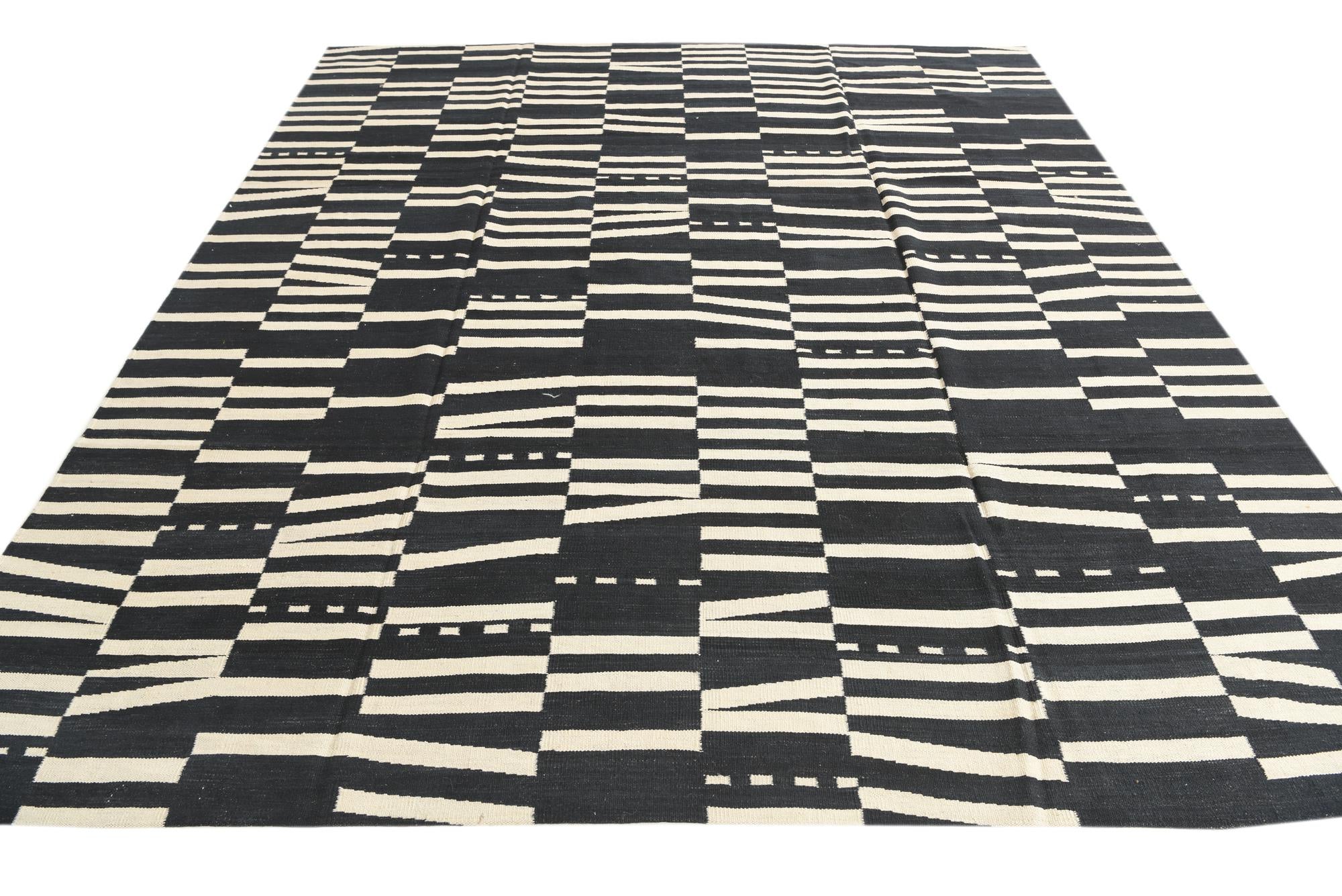 8' 7 x 9' 10 Hand Woven Kilim Modern Wool Rug