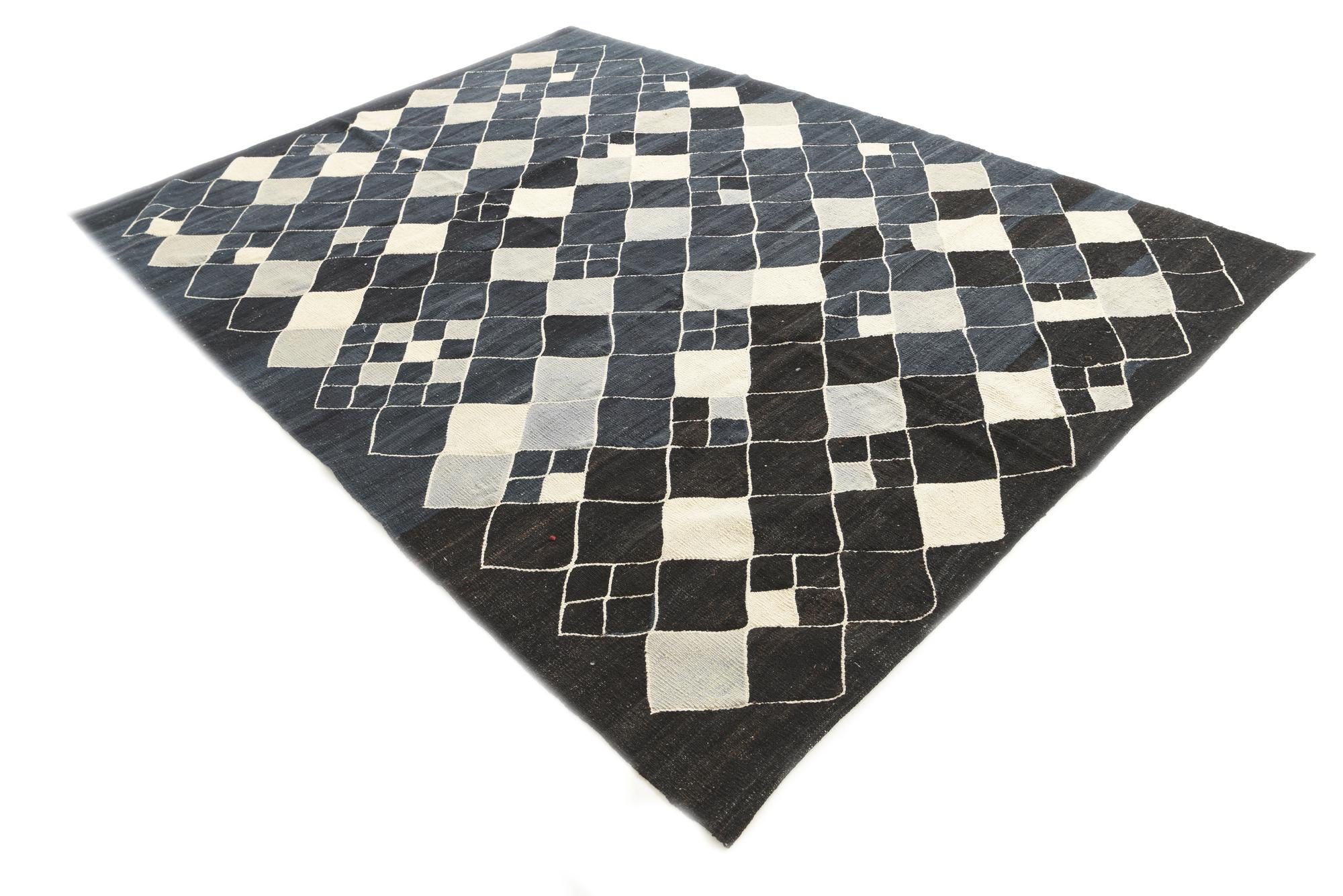 7' 10 x 9' 4 Hand Woven Kilim Modern Wool Rug