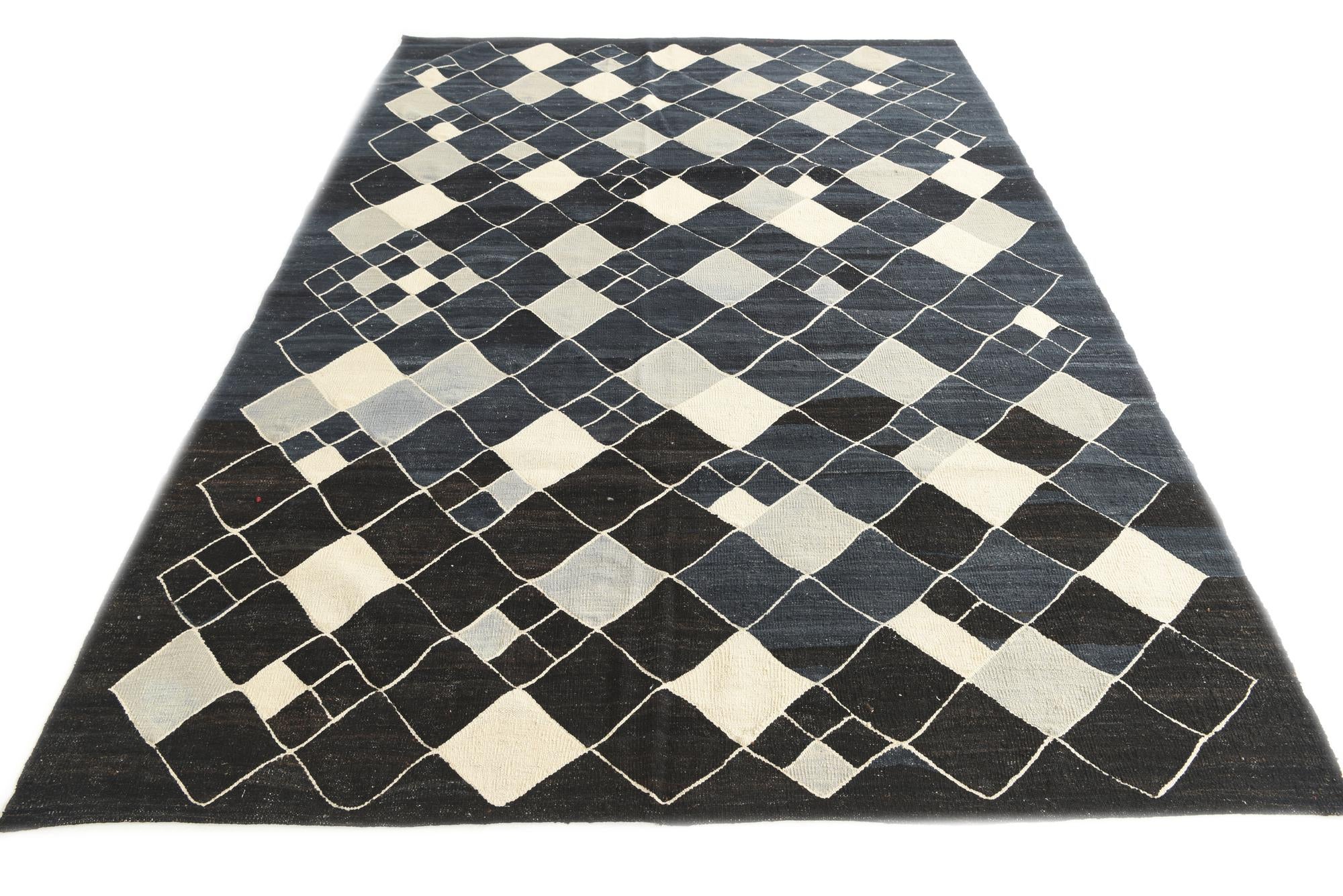 7' 10 x 9' 4 Hand Woven Kilim Modern Wool Rug