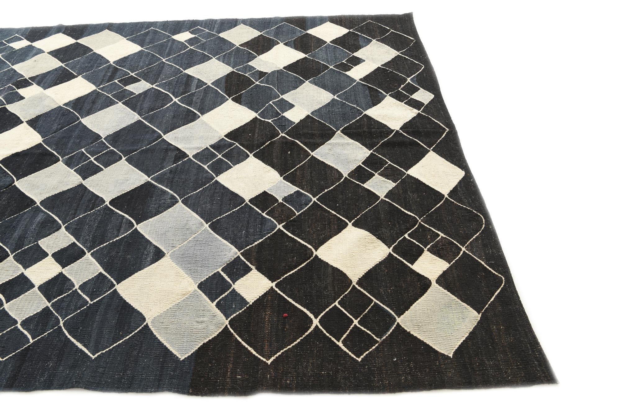 7' 10 x 9' 4 Hand Woven Kilim Modern Wool Rug