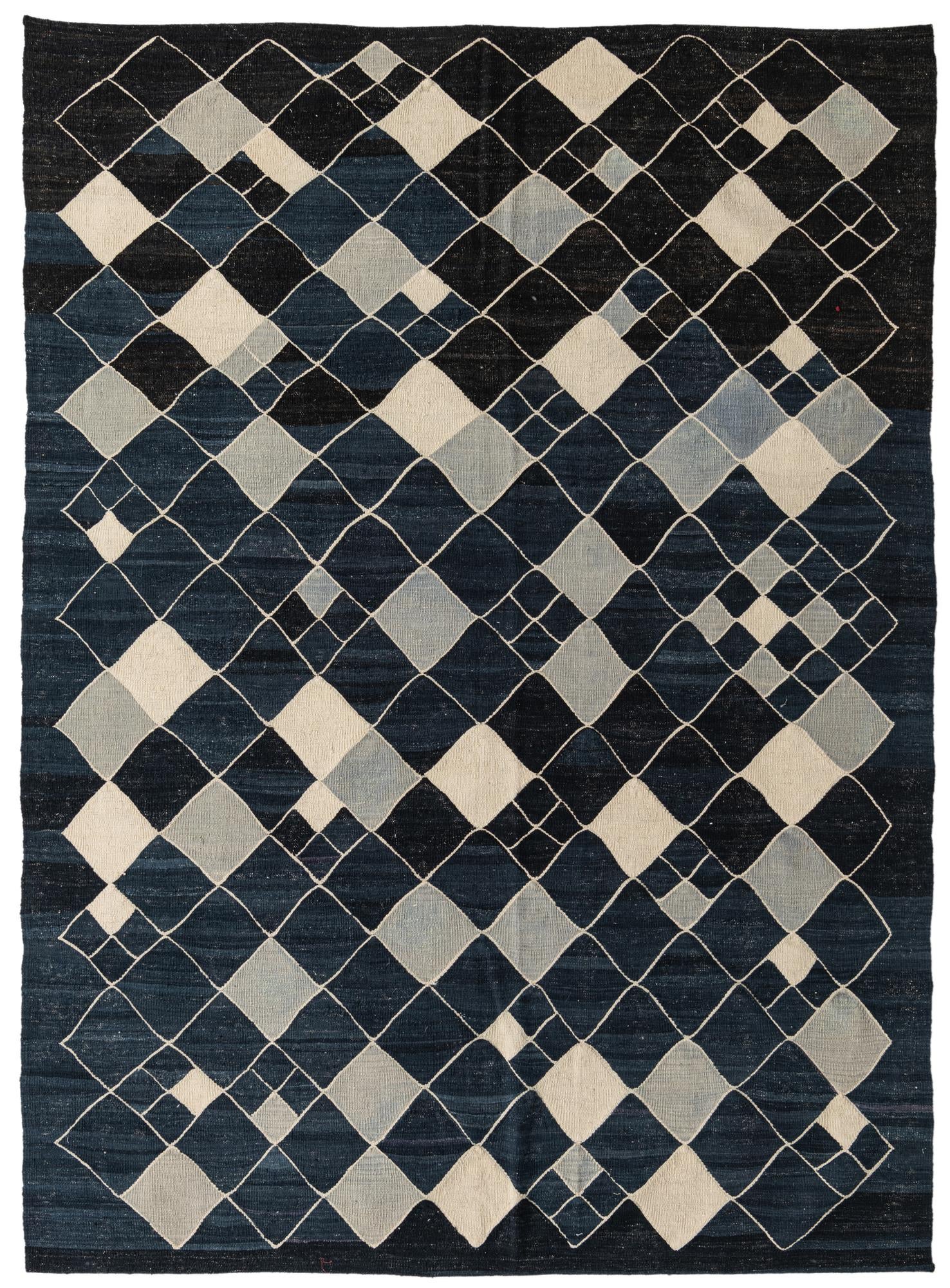 7' 10 x 9' 4 Hand Woven Kilim Modern Wool Rug