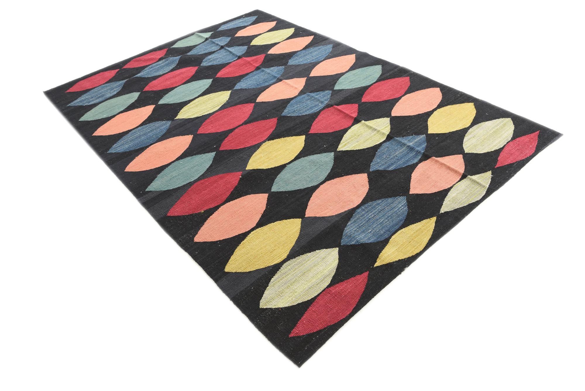 5' 8 x 8' Hand Woven Kilim Modern Wool Rug