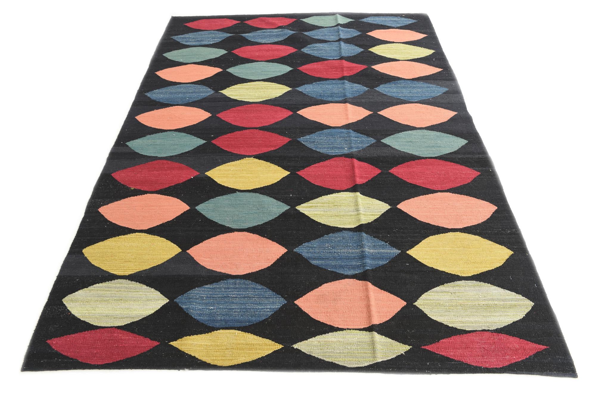 5' 8 x 8' Hand Woven Kilim Modern Wool Rug