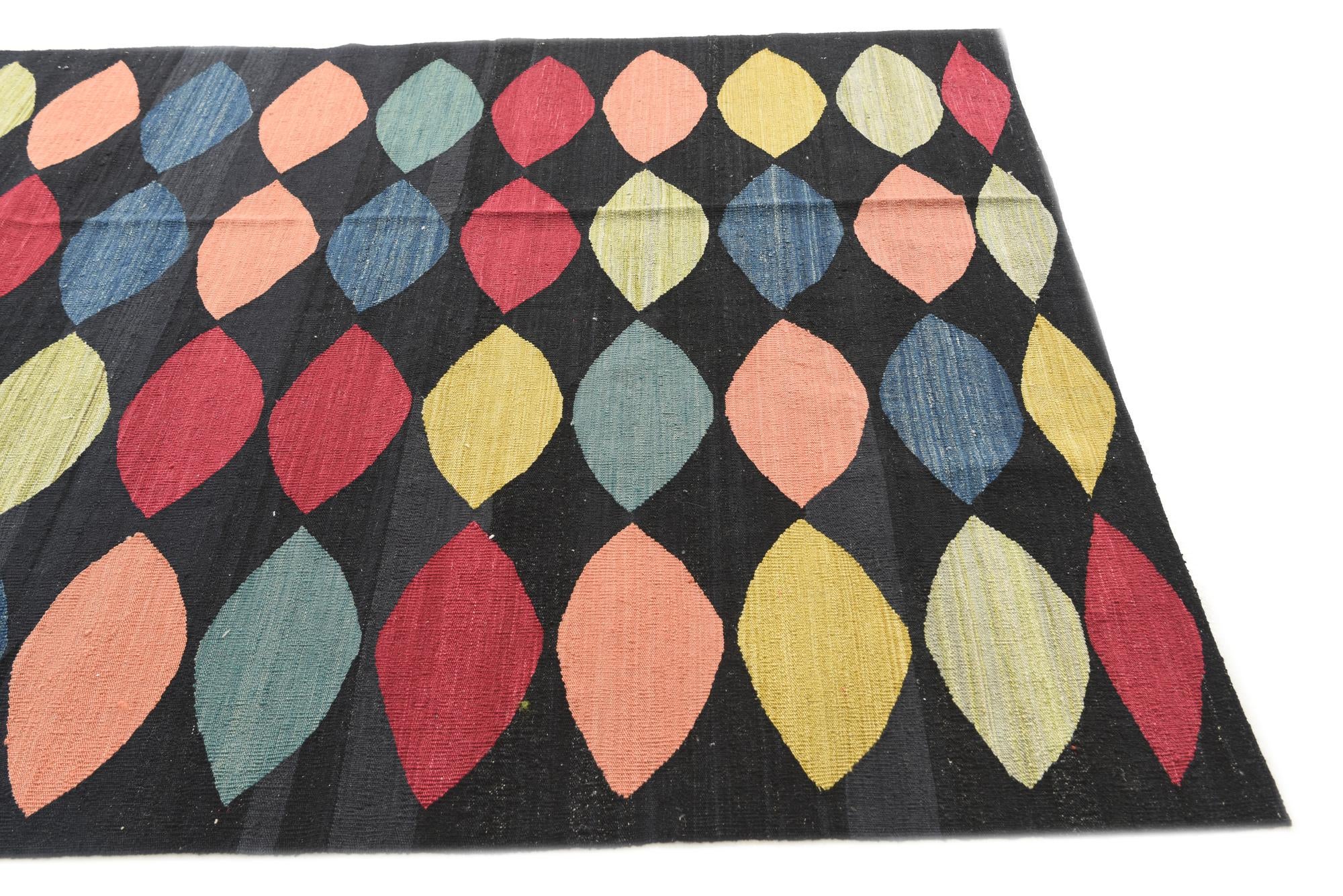 5' 8 x 8' Hand Woven Kilim Modern Wool Rug