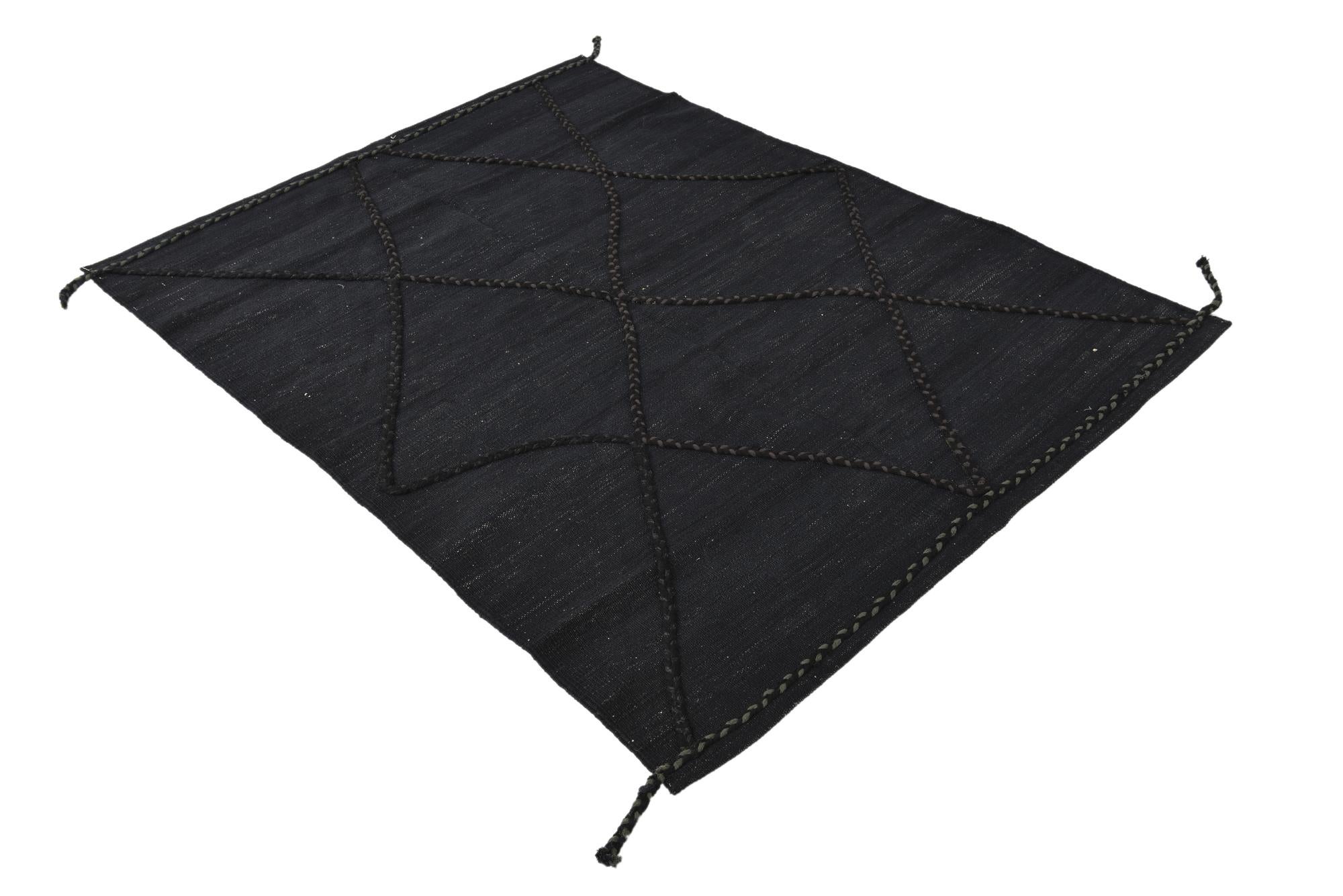 4' 3 x 5' 10 Hand Woven Kilim Modern Wool Rug
