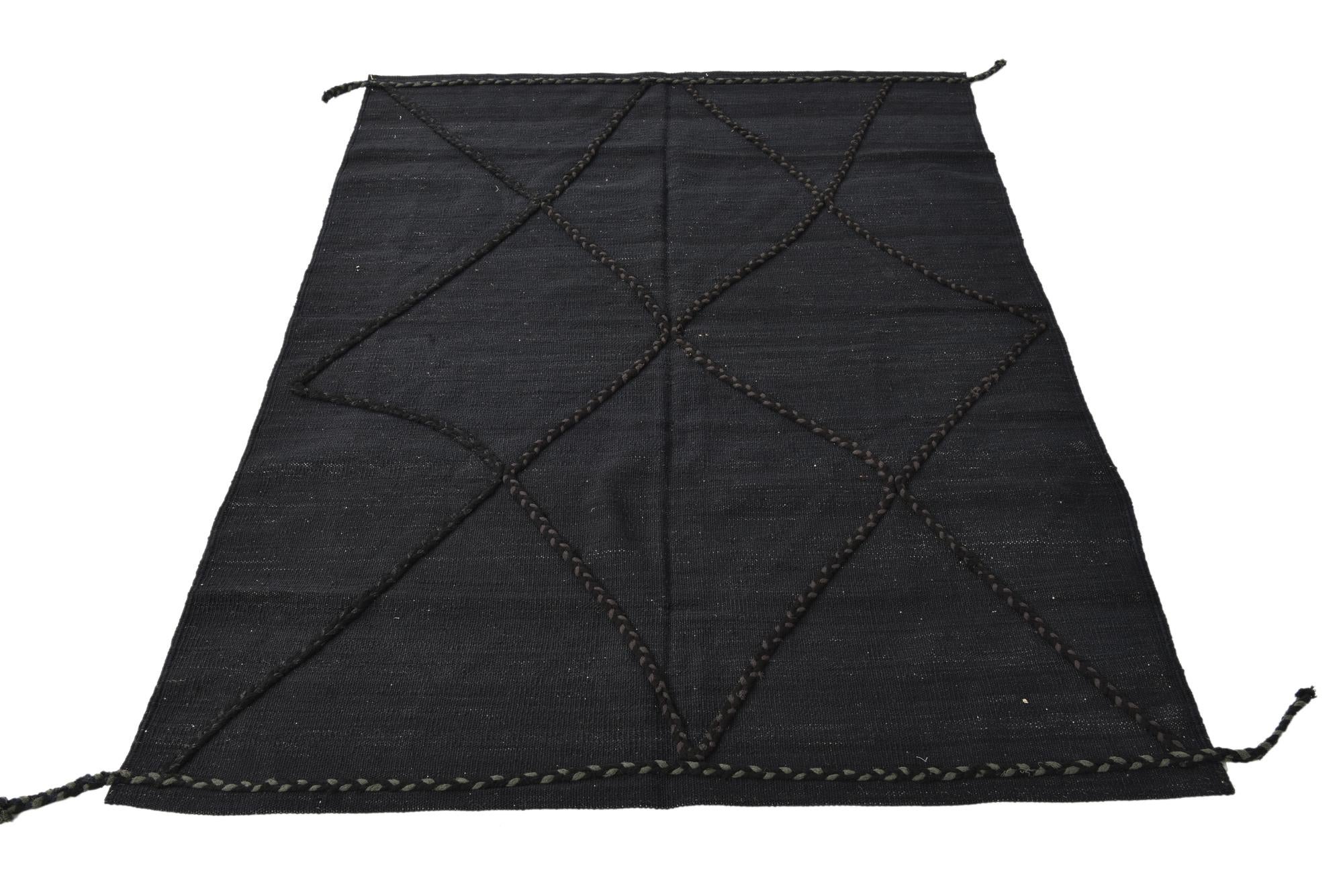 4' 3 x 5' 10 Hand Woven Kilim Modern Wool Rug
