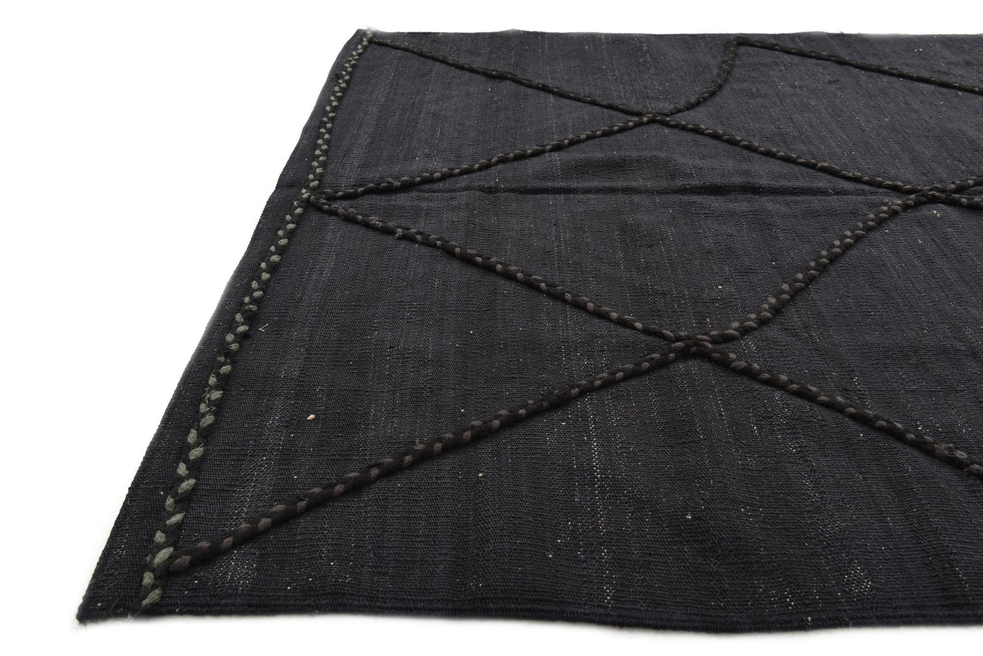 4' 3 x 5' 10 Hand Woven Kilim Modern Wool Rug