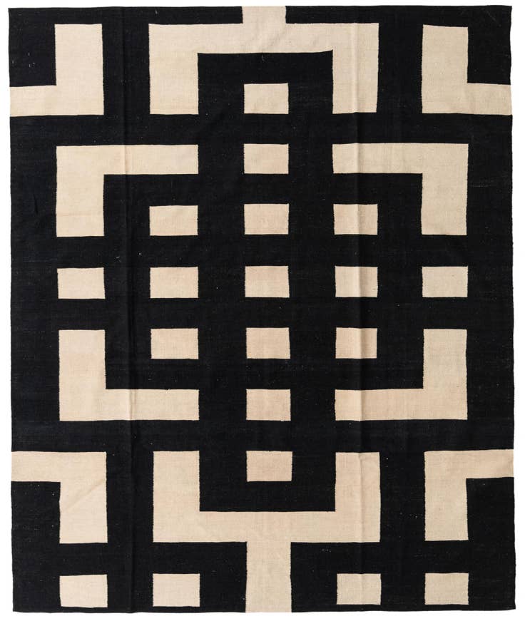 Detail image of 8' 1 x 9' 9 Hand Woven Kilim Modern Wool Rug
