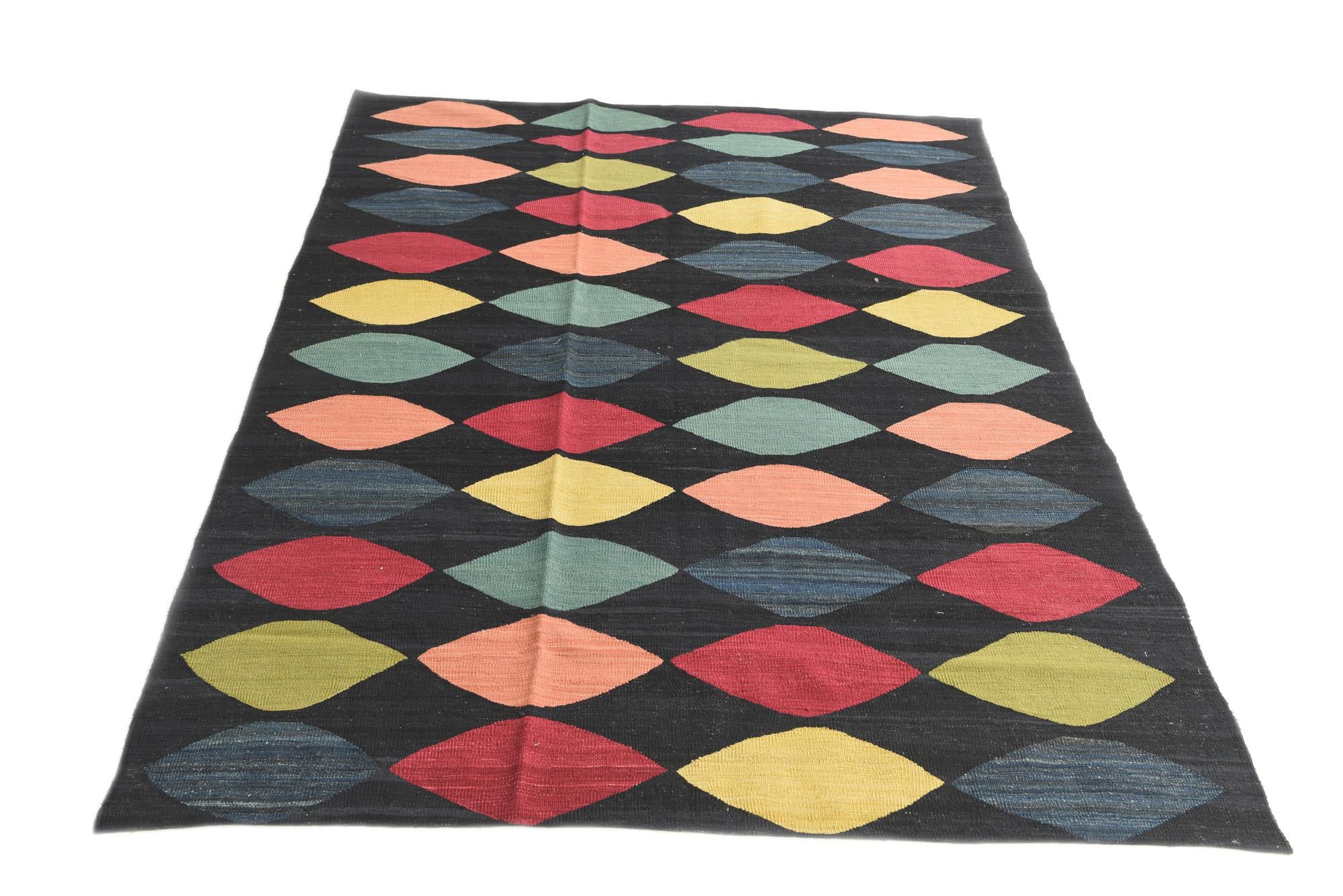 5' 8 x 7' 10 Hand Woven Kilim Modern Wool Rug
