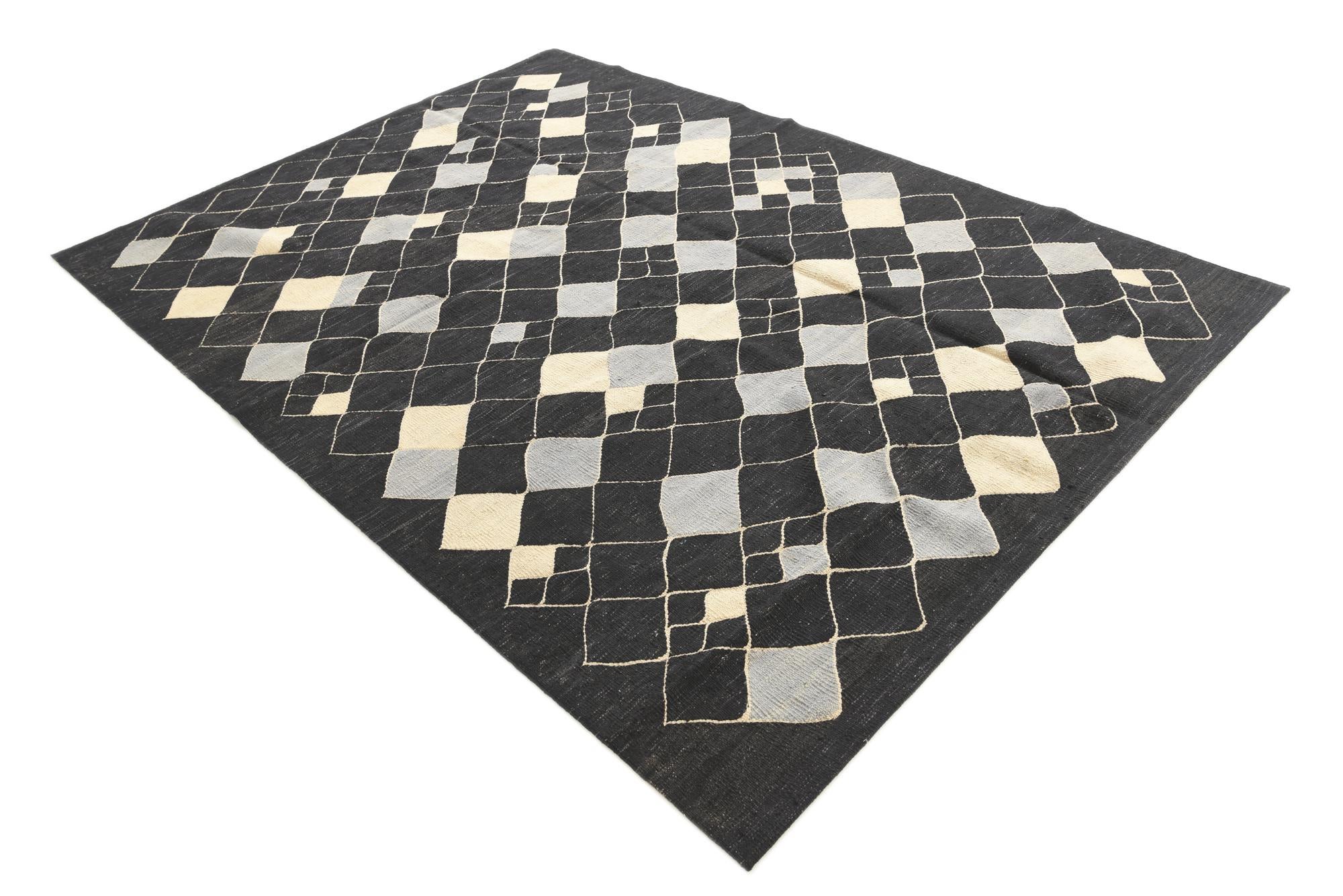 5' 7 x 7' 9 Hand Woven Kilim Modern Wool Rug