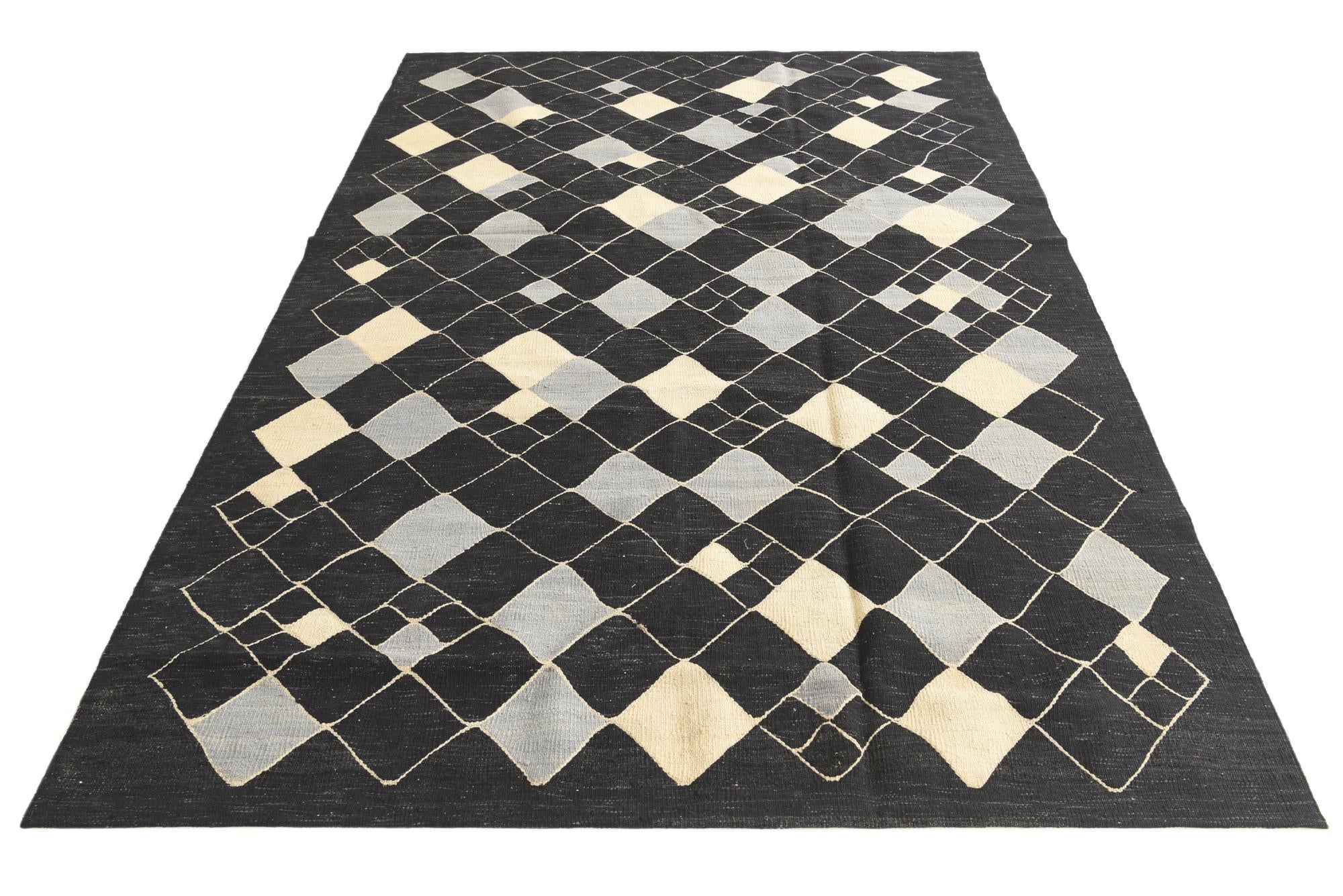 5' 7 x 7' 9 Hand Woven Kilim Modern Wool Rug
