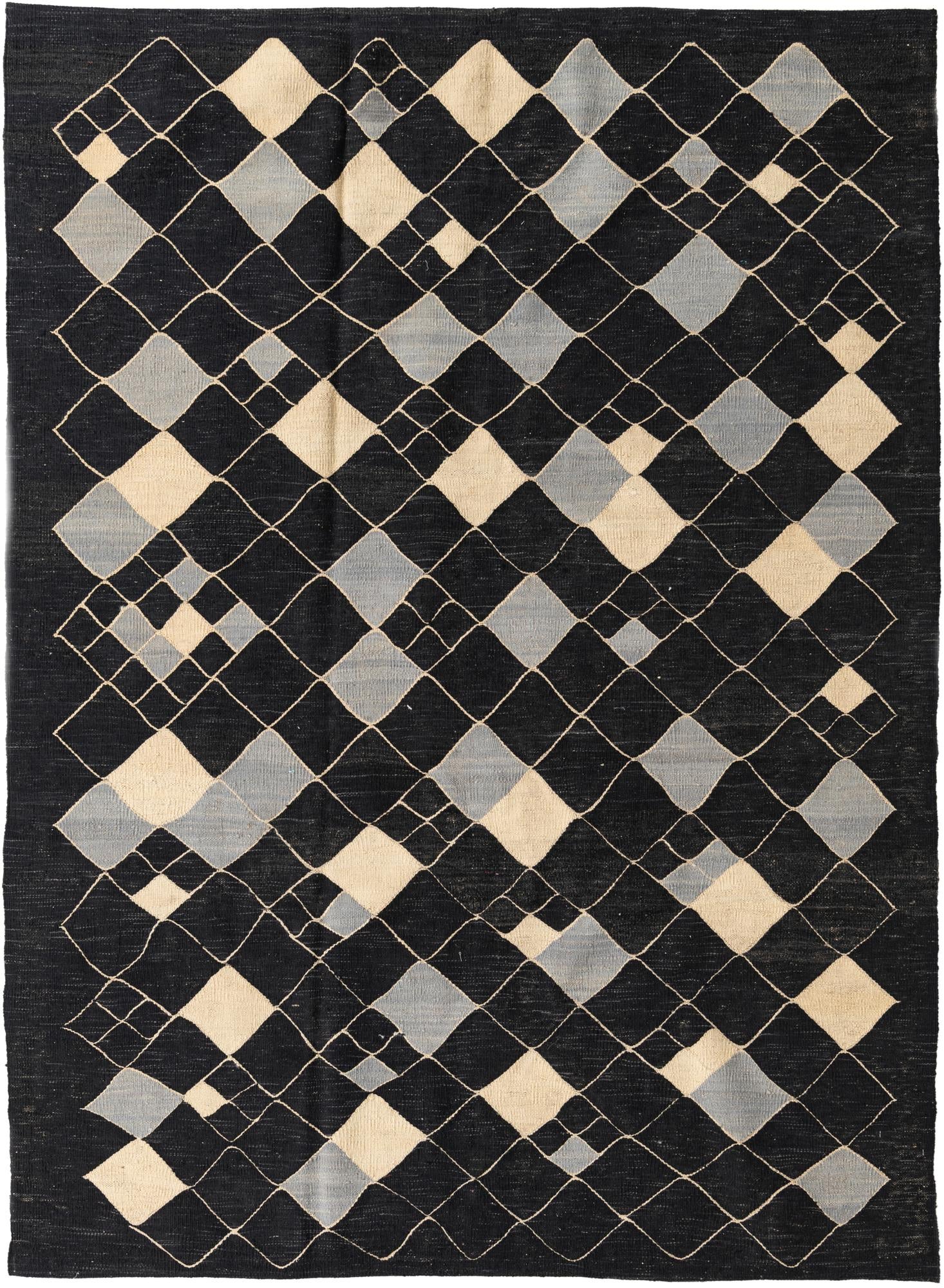 5' 7 x 7' 9 Hand Woven Kilim Modern Wool Rug