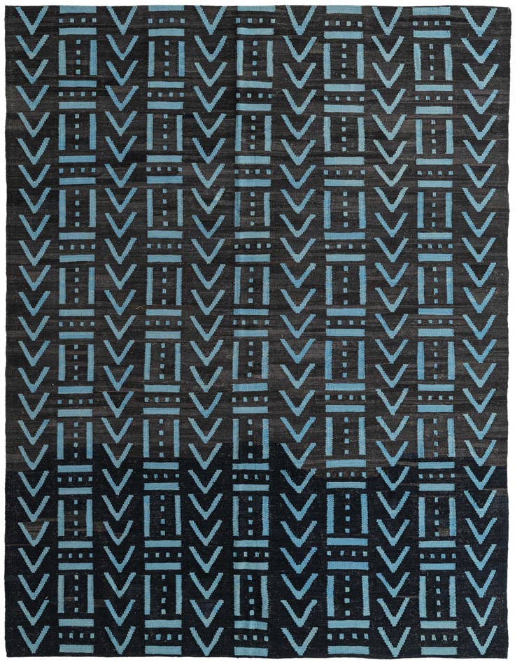 Detail image of 7' x 9' 1 Hand Woven Kilim Modern Wool Rug