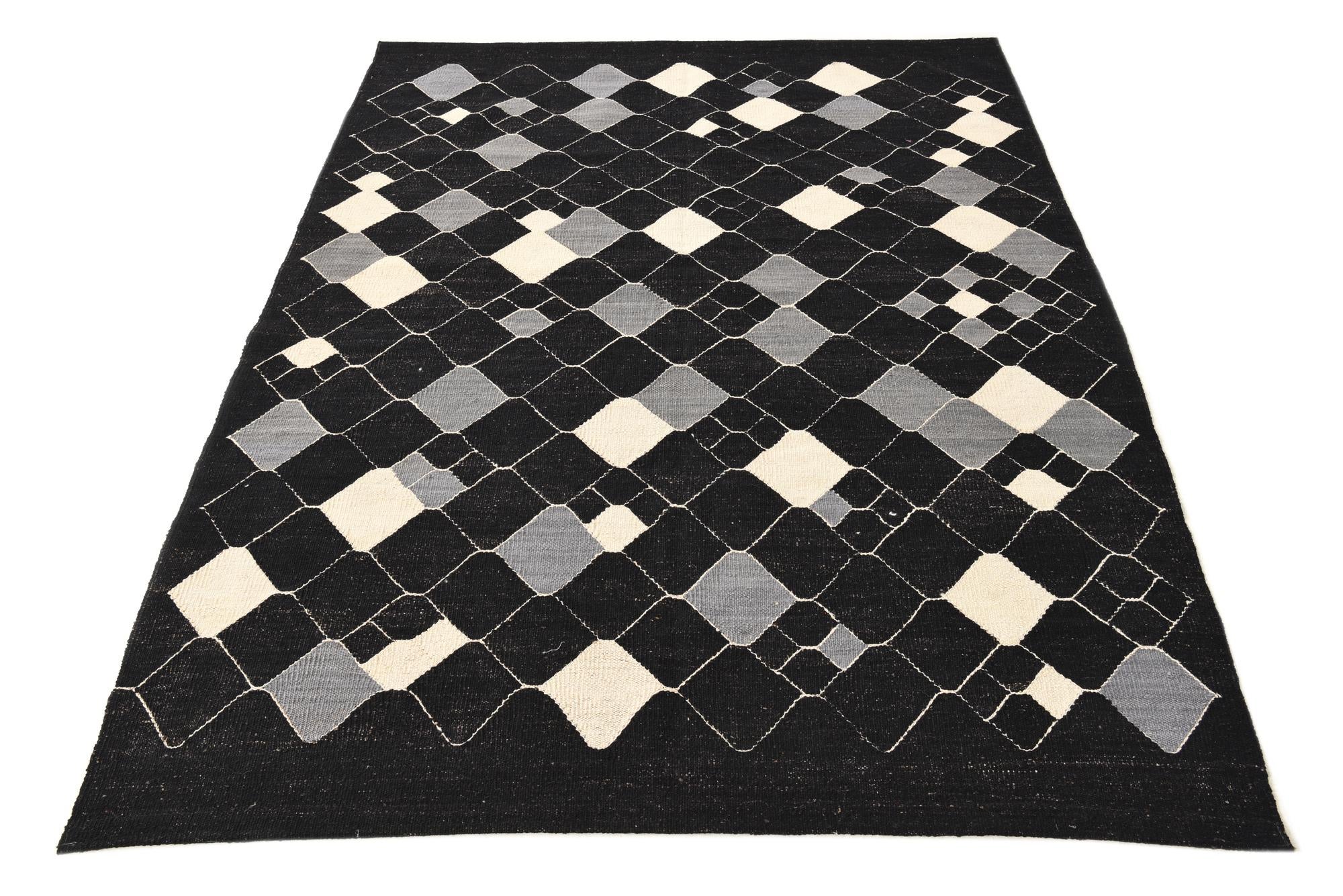 5' x 6' 5 Hand Woven Kilim Modern Wool Rug