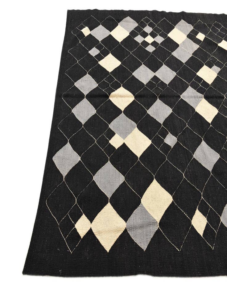 Detail image of 6' 1 x 7' 9  Hand Woven Kilim Modern Wool Rug