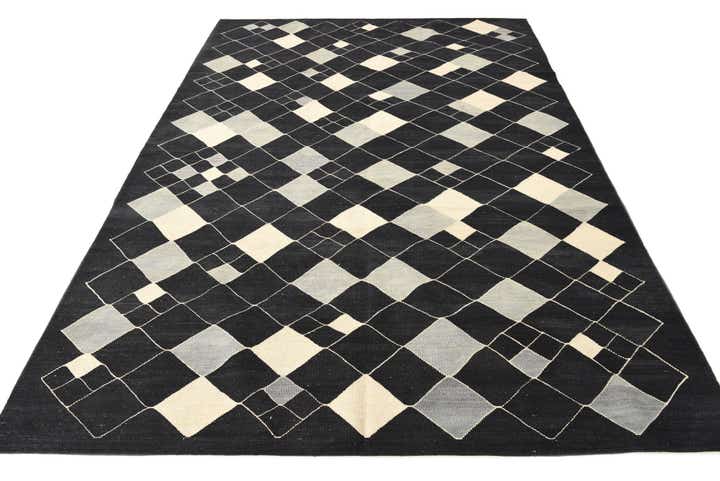 6' 10 x 9' 7 Hand Woven Kilim Modern Wool Rug