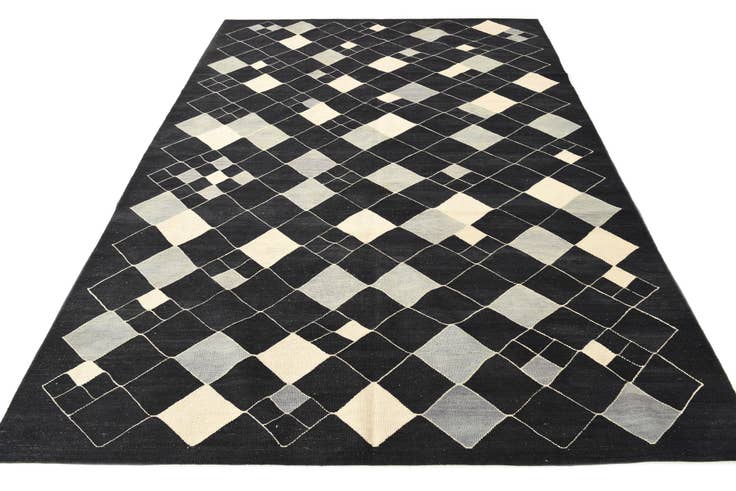 Detail image of 6' 10 x 9' 7 Hand Woven Kilim Modern Wool Rug