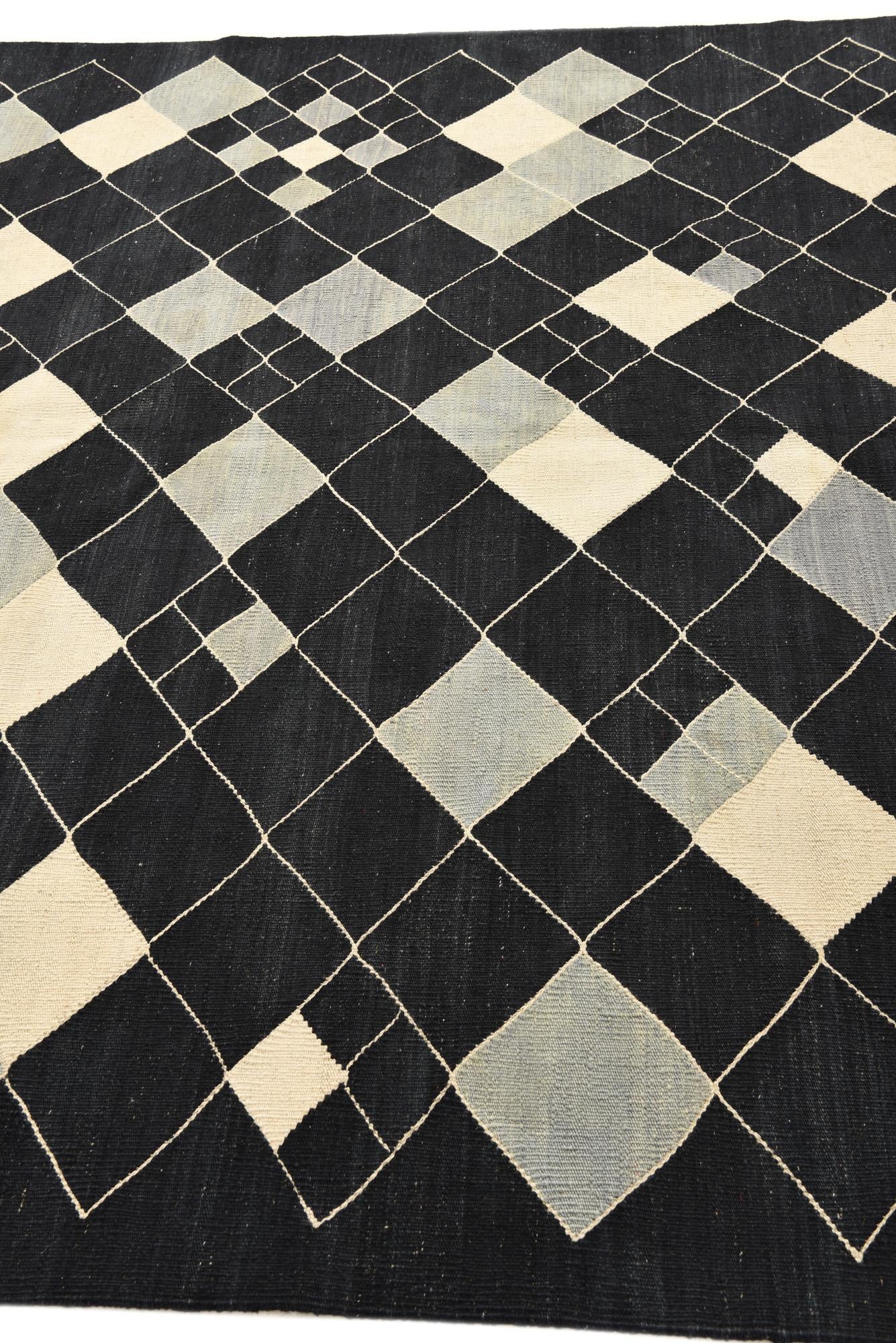 6' 10 x 9' 7 Hand Woven Kilim Modern Wool Rug
