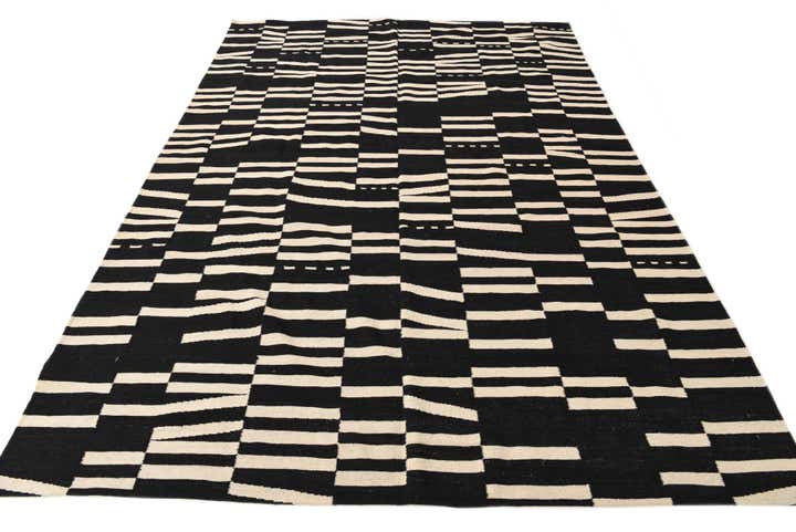 6' 8 x 9' 8 Hand Woven Kilim Modern Wool Rug