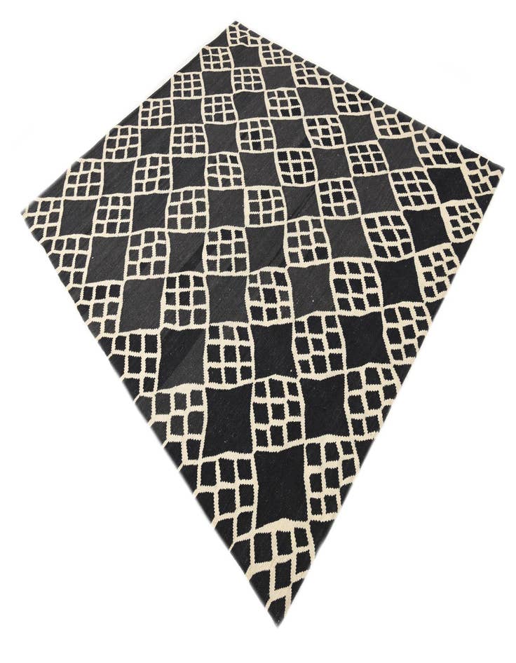 Detail image of 6' 3 x 8' 4 Hand Woven Kilim Modern Wool Rug