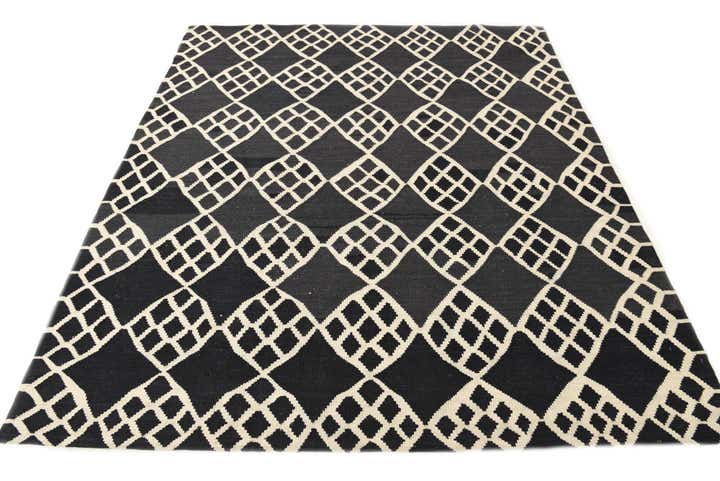 6' 3 x 8' 4 Hand Woven Kilim Modern Wool Rug