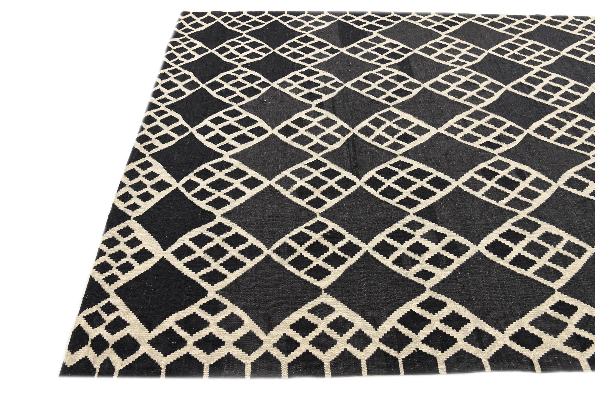 6' 3 x 8' 4 Hand Woven Kilim Modern Wool Rug