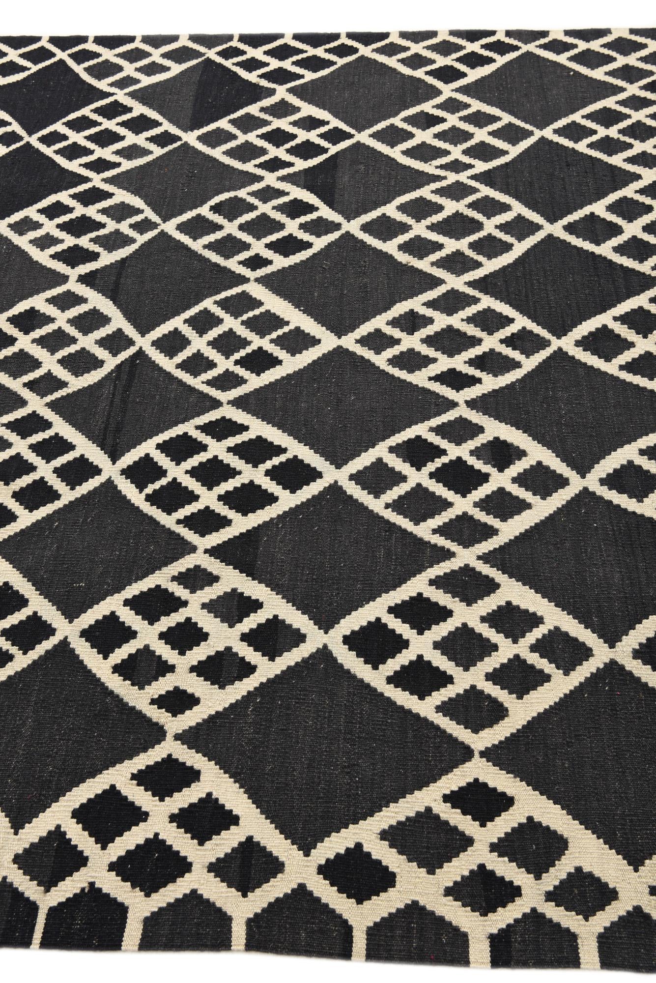 6' 3 x 8' 4 Hand Woven Kilim Modern Wool Rug