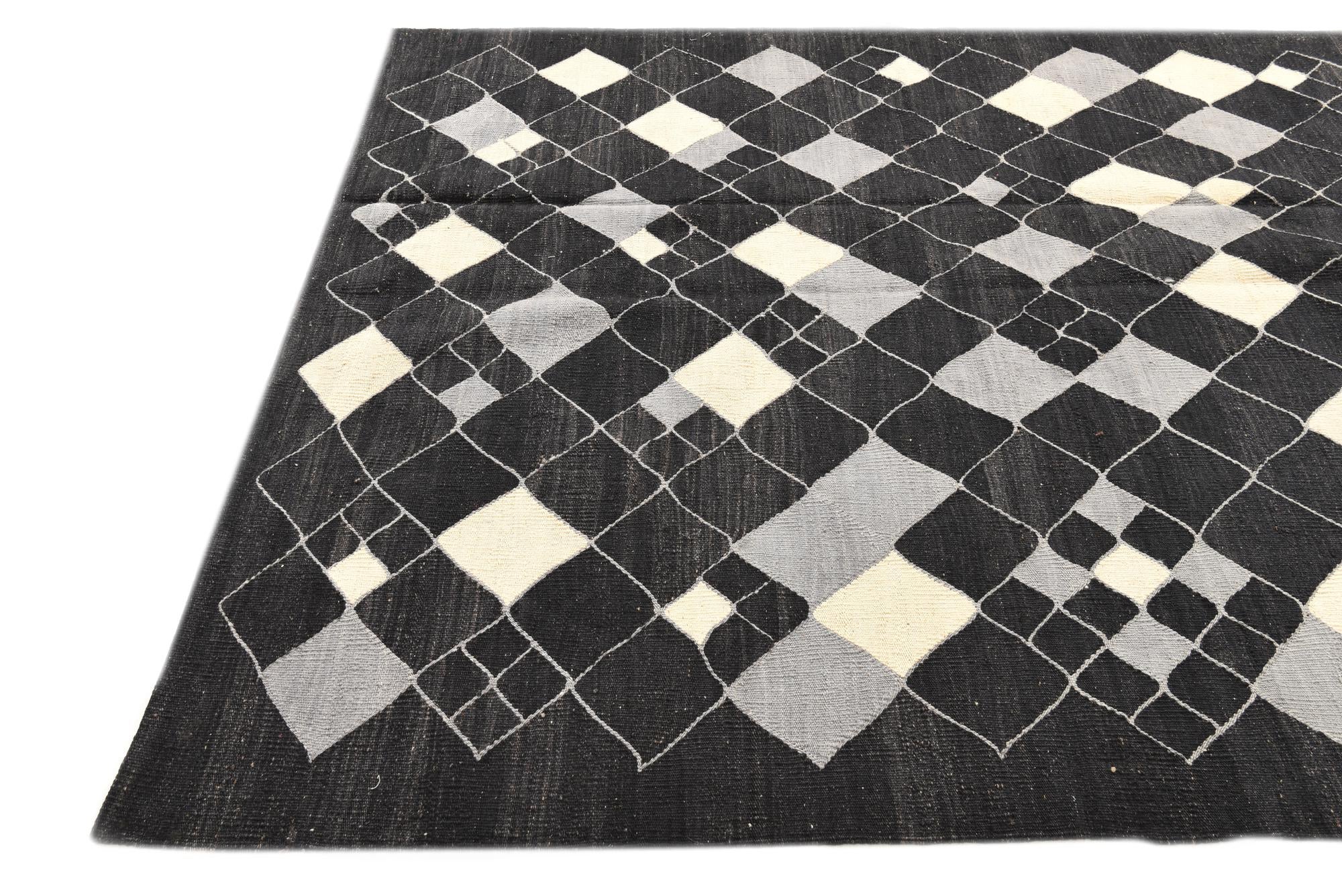 5' 8 x 7' 10 Hand Woven Kilim Modern Wool Rug